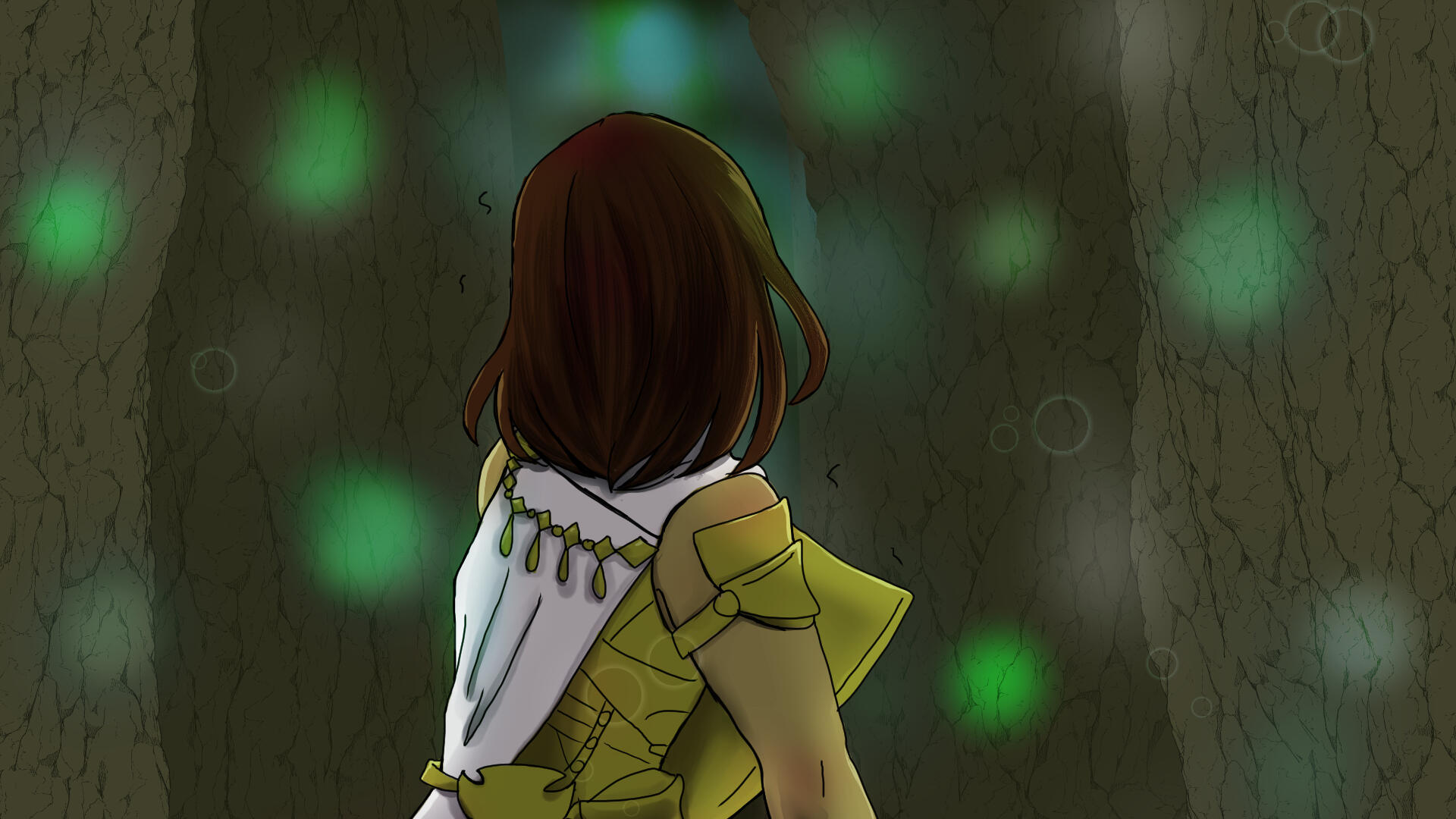 Ishtar moves through the cave, following the lights.